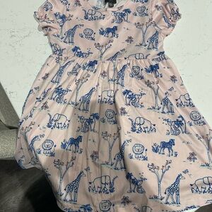 Pink Animal Print Kids Casual Dress